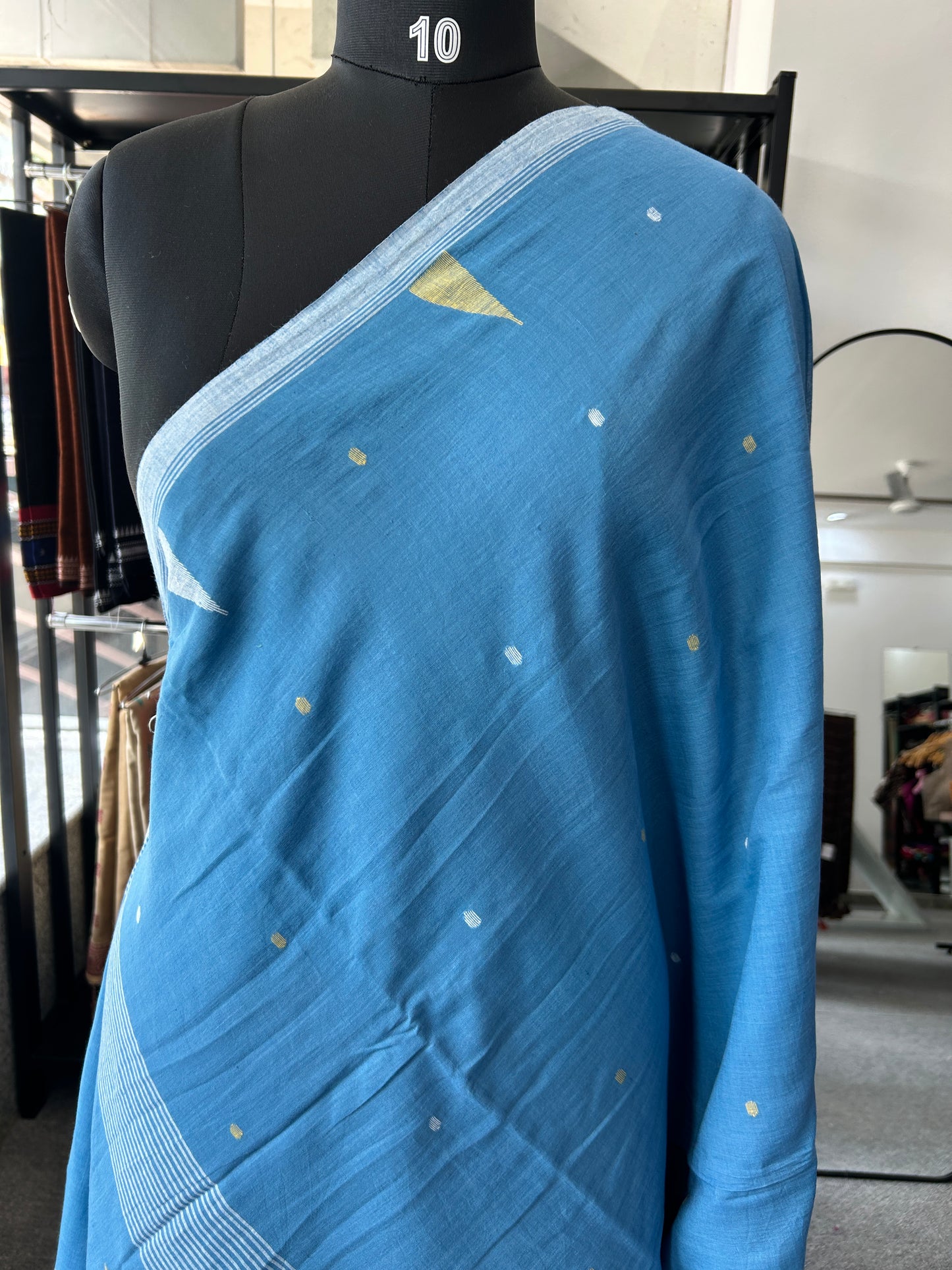 BLUE KHADI JAMDANI SAREE
