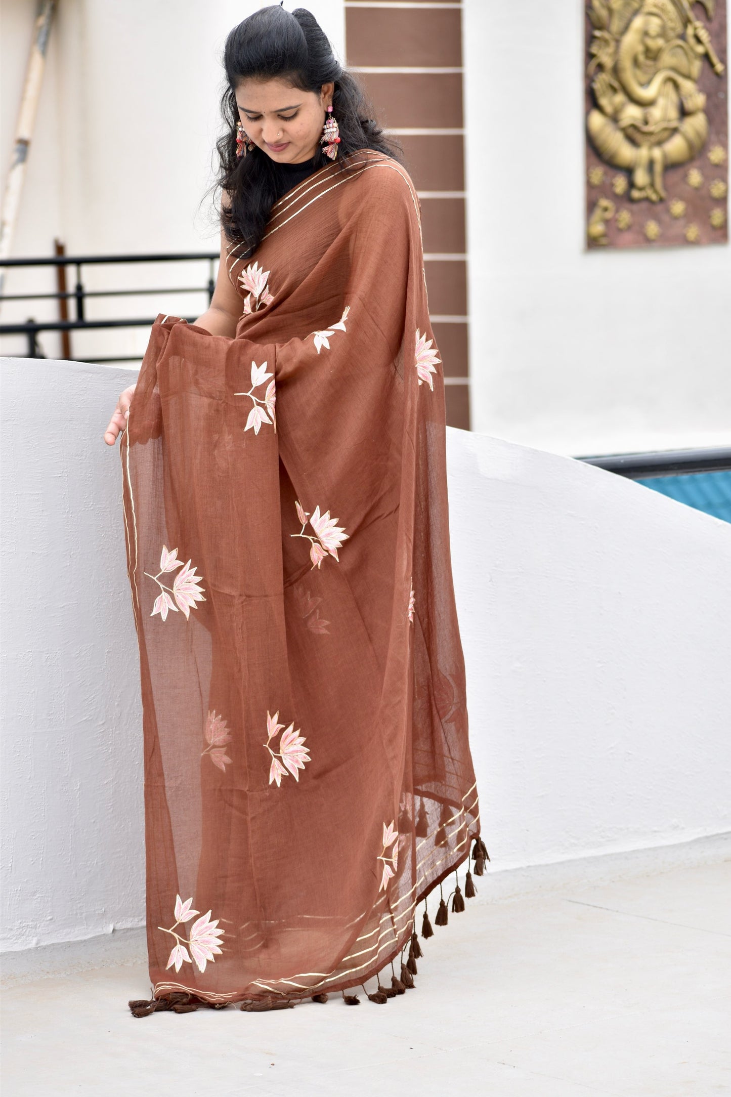 BROWN MUL SAREE