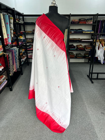 WHITE DHANIAKHALI SAREE