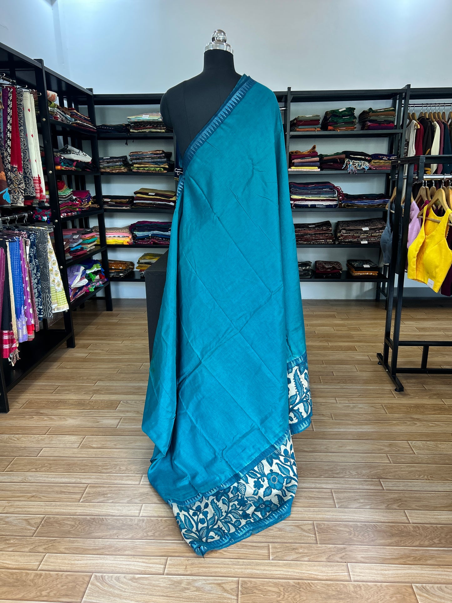 Blue kalamkari saree