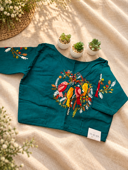 BLUE EMBROIDERED  BLOUSE