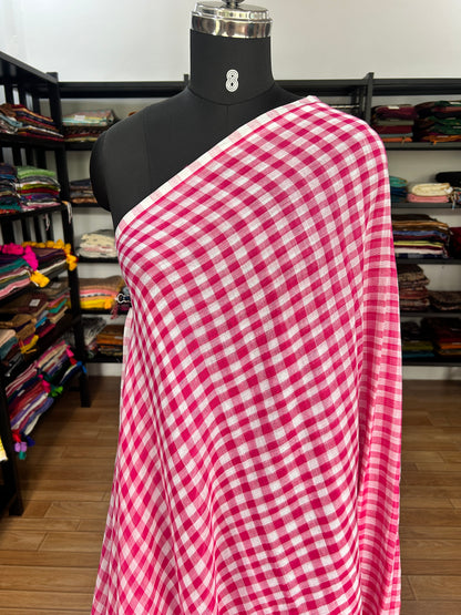 PINK CHECKS  MUL SAREE