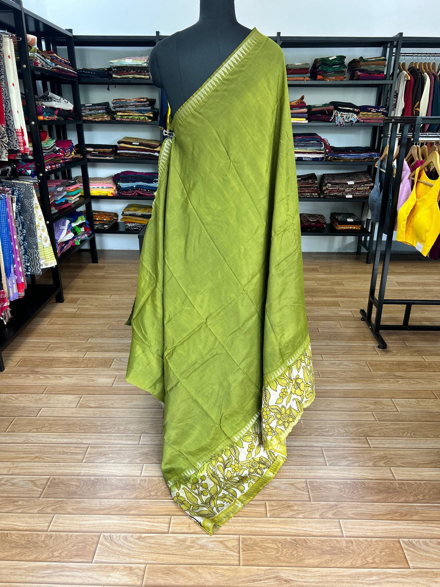 Green kalamkari saree