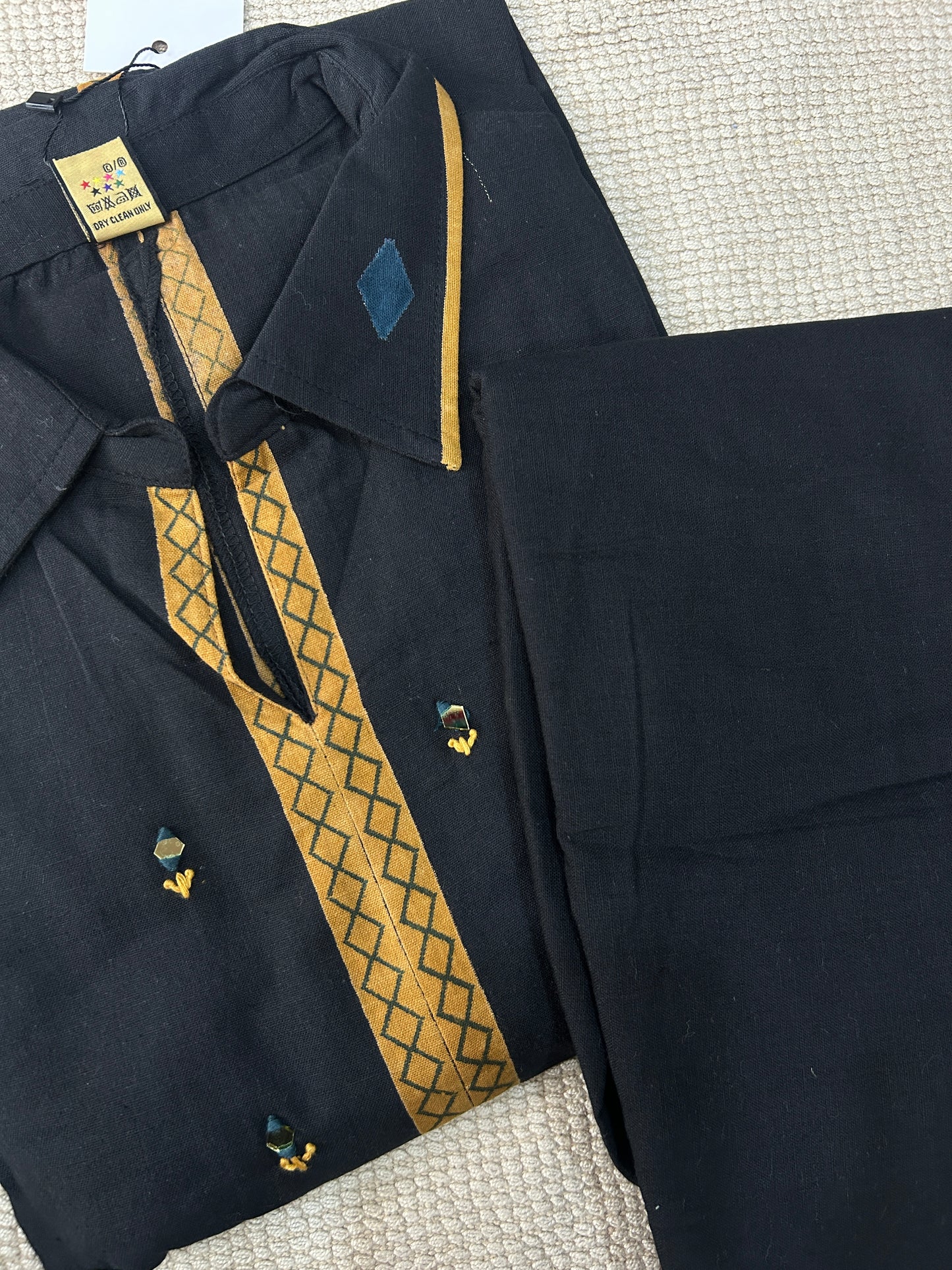 BLACK GAMTHI COTTON SUIT