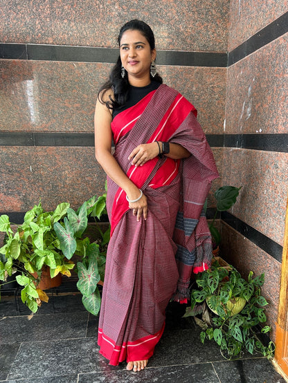 BROWN PATTEDANCHU SAREE.