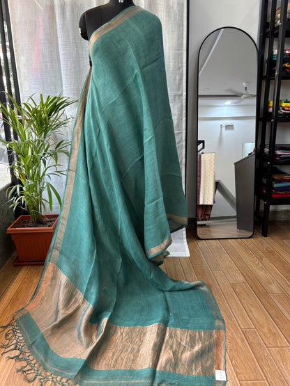 BLUE PURE LINEN SAREE