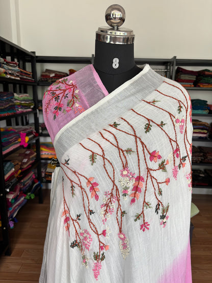 PINK LINEN SAREE