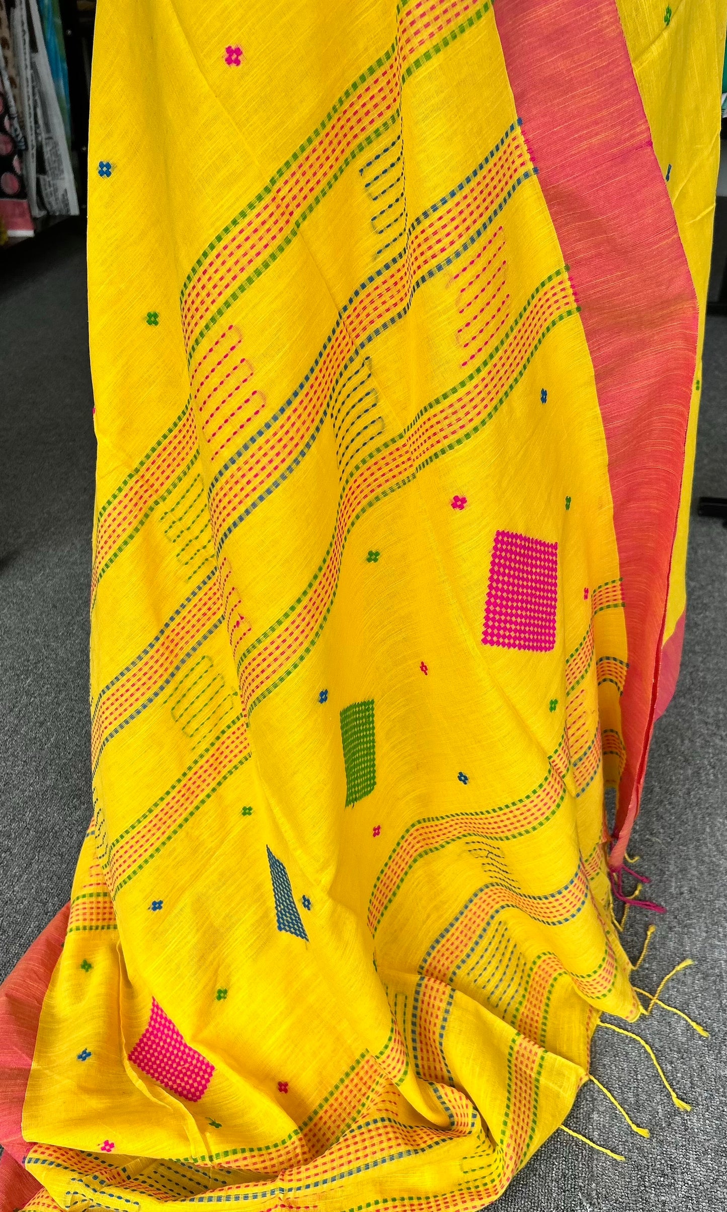 YELLOW KHADI COTTON SAREE