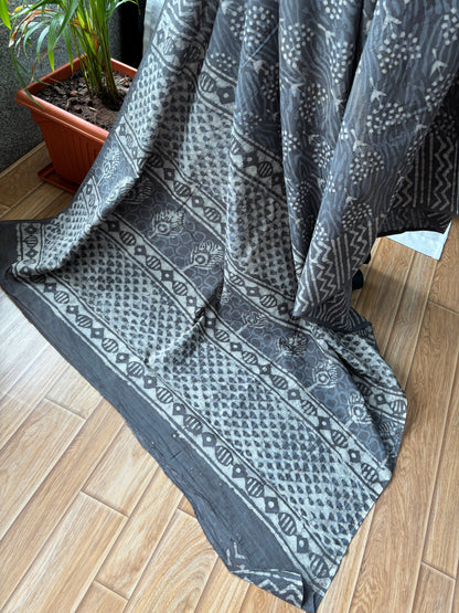 GREY DABU MUL SAREE