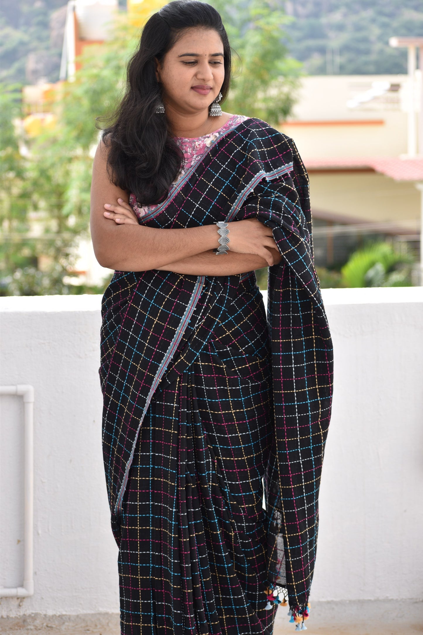 BLACK KATHA SAREE