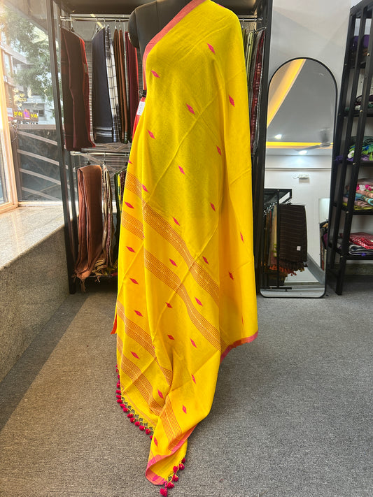 YELLOW MUL JAMDANI SAREE