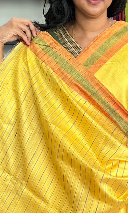 YELLOW MADHUBANI SILK SAREE