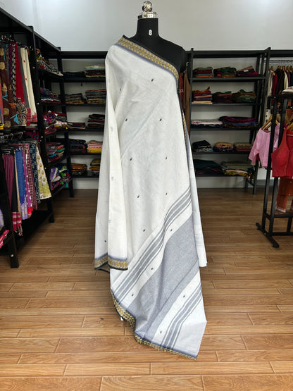 WHITE DHANIAKHALI SAREE