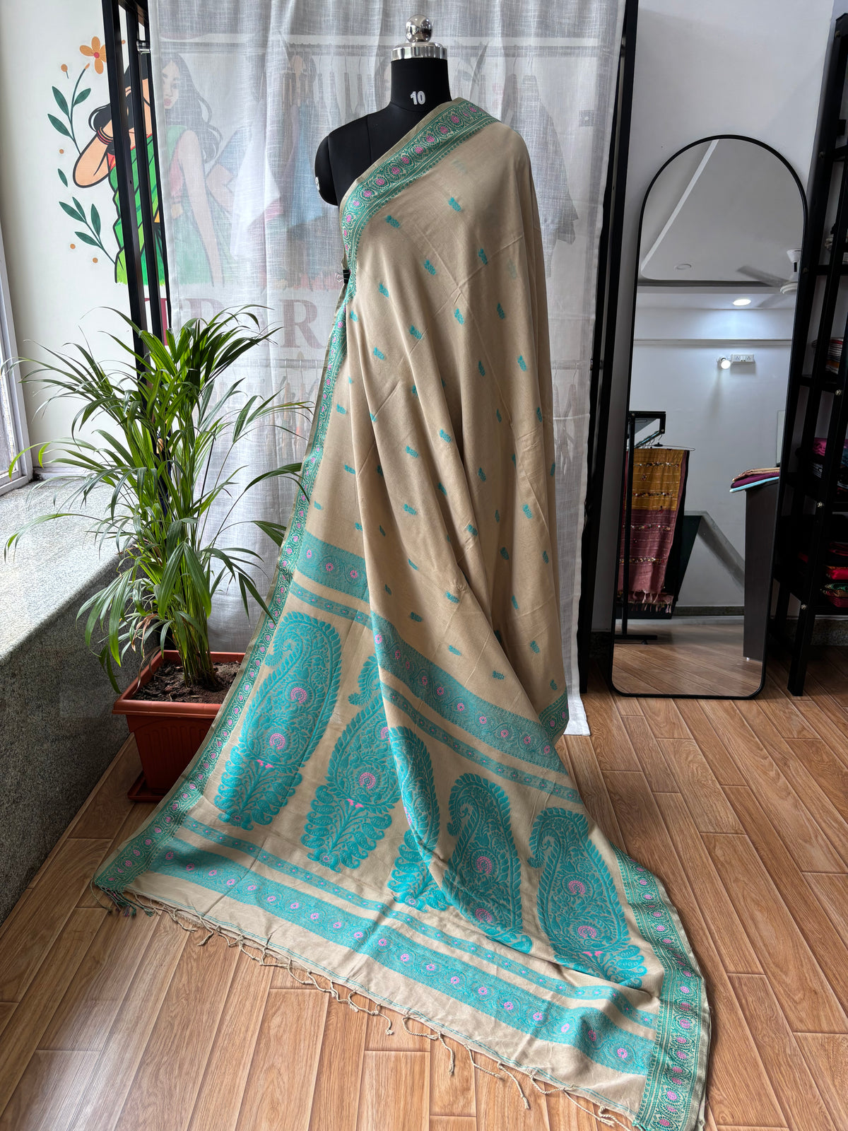 BEIGE MERCERISED SAREE