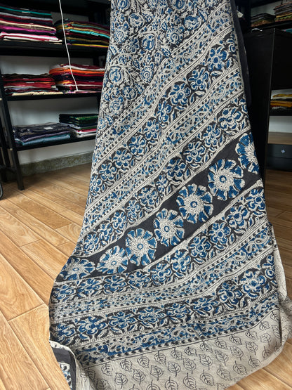 Black kalamkari mul saree