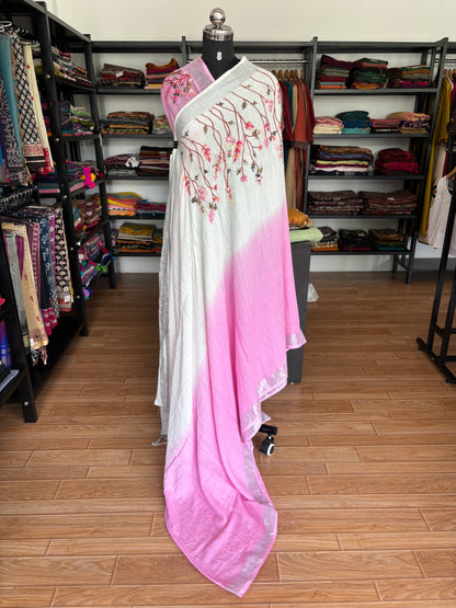 PINK LINEN SAREE