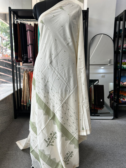 WHITE KHADI JAMDANI SAREE