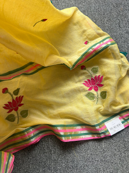 YELLOW MUL SAREE