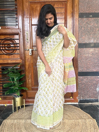 White kota doria saree