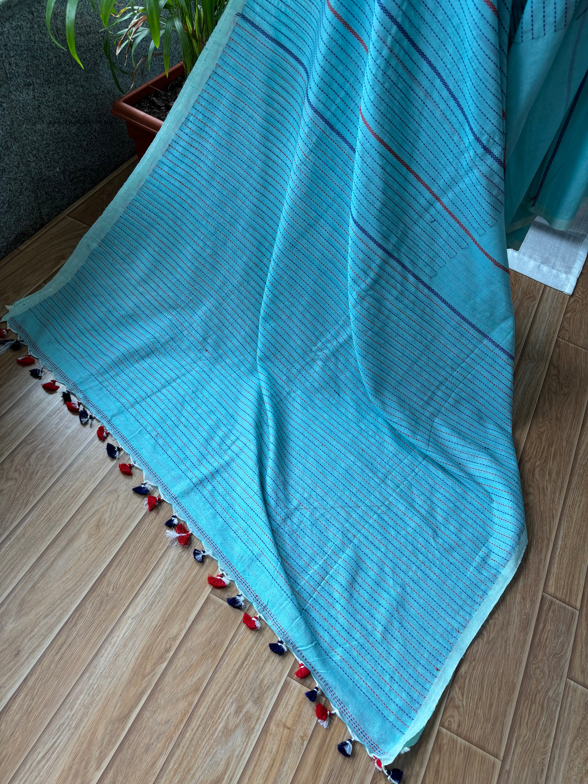 BLUE MERCERISED SAREE