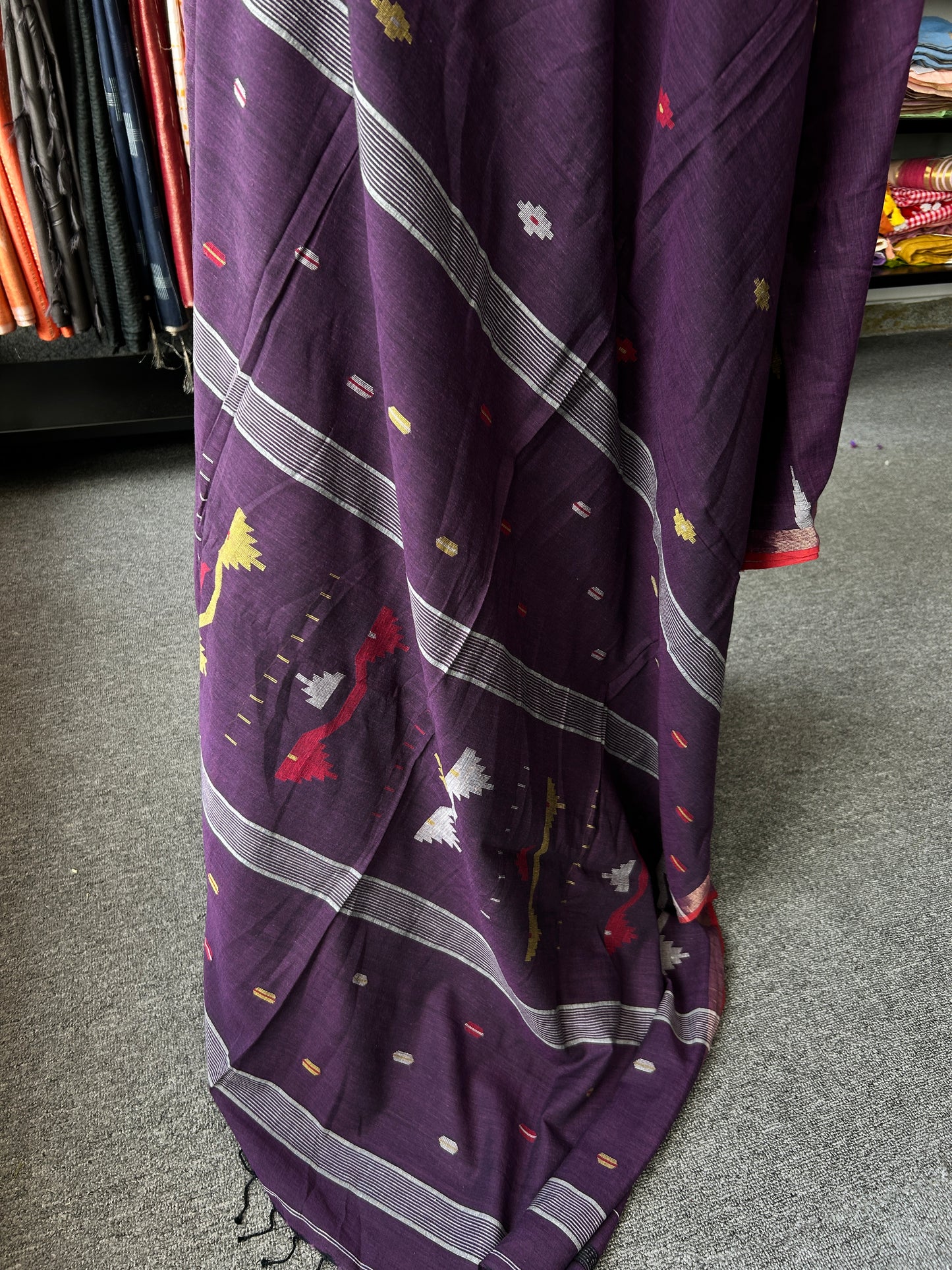 PURPLE KHADI JAMDANI SAREE