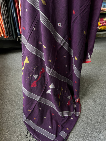 PURPLE KHADI JAMDANI SAREE