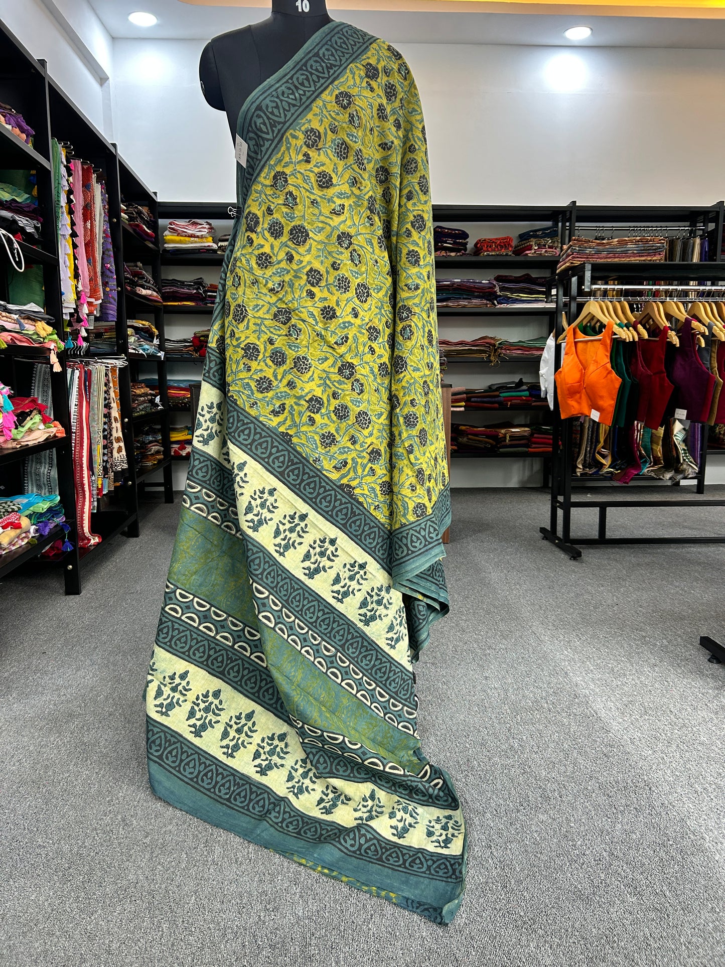 GREEN AJRAKH MUL SAREE