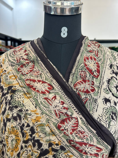 Black kalamkari mul saree