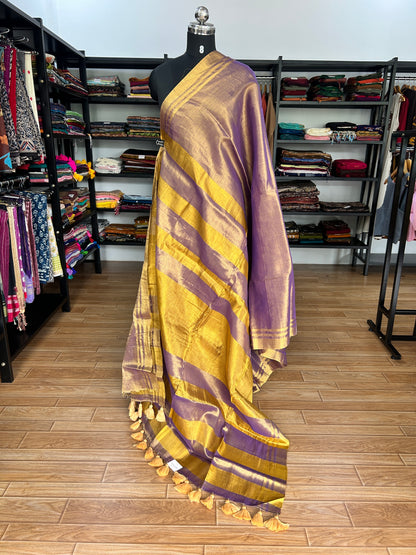PURPLE TISSUE  MUL SAREE