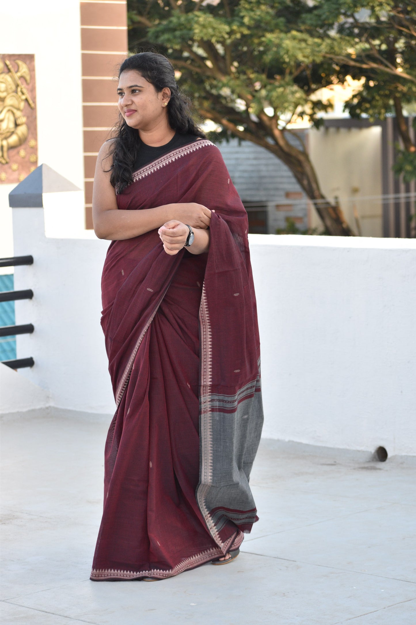 MAROON DHANIAKHALI SAREE