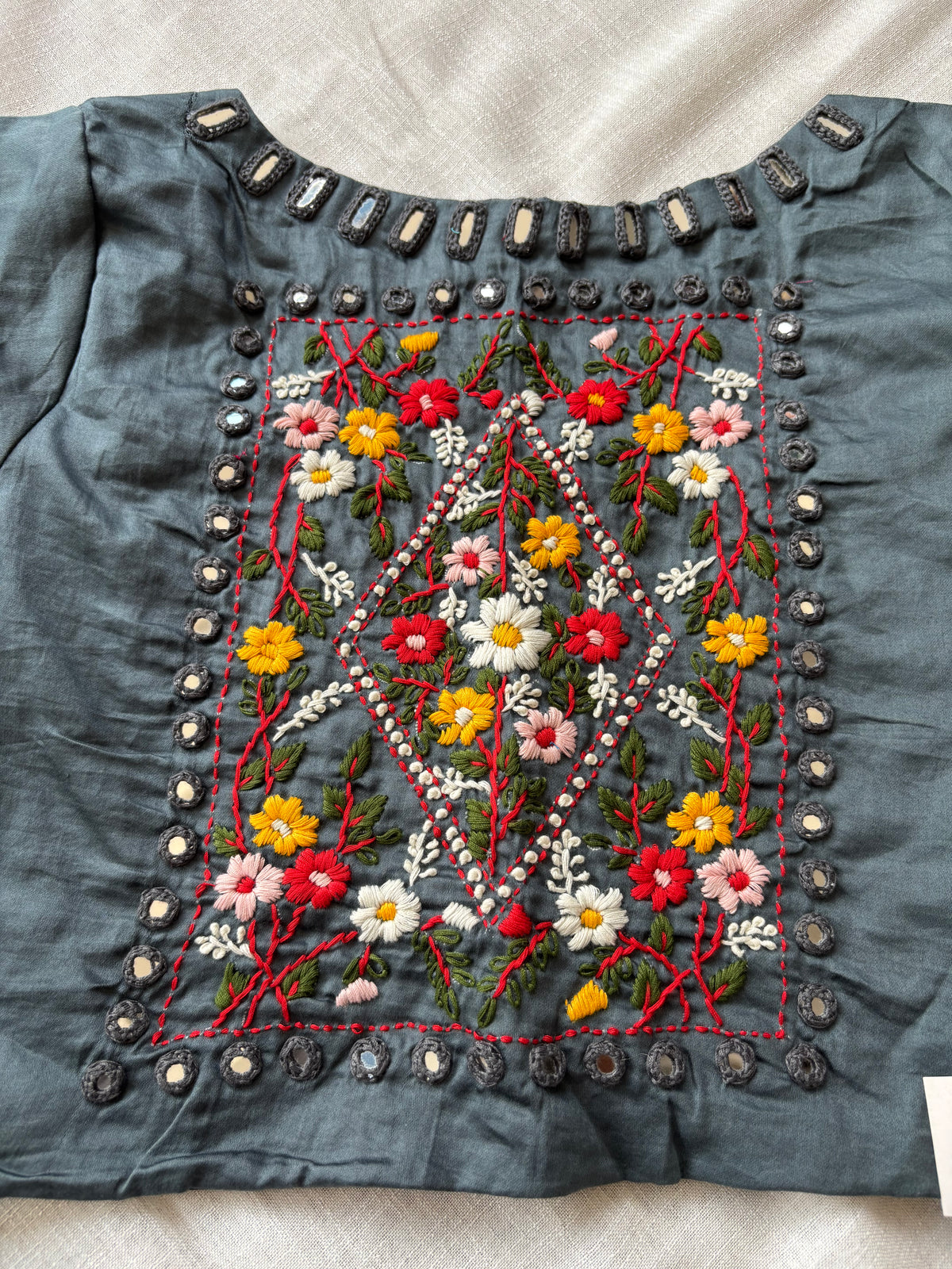 Grey Embroidered blouse