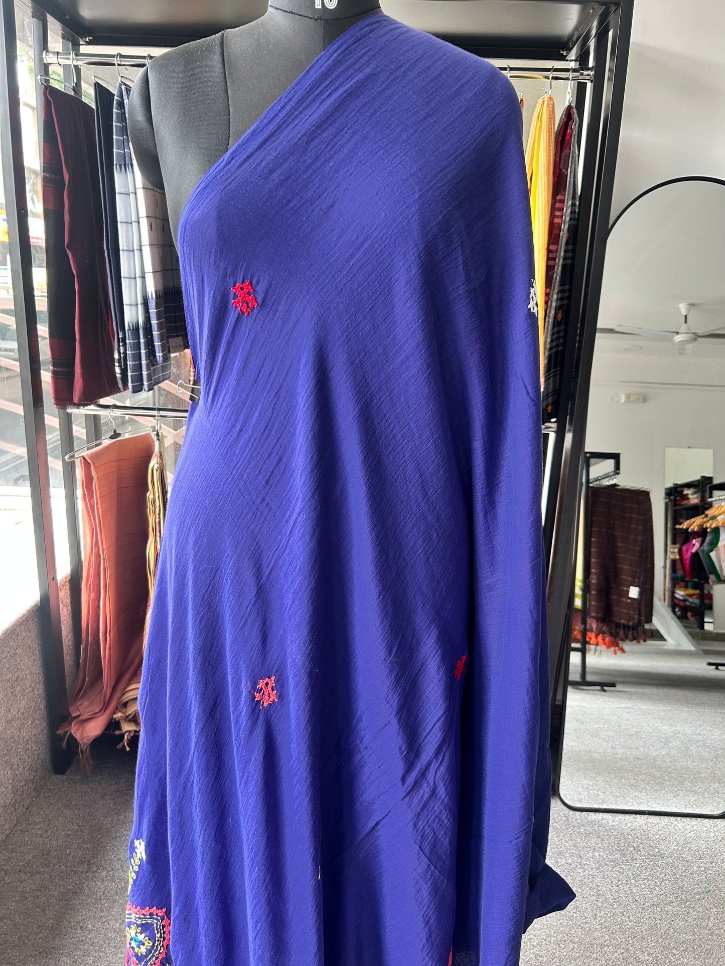 BLUE KATHA MUL SAREE