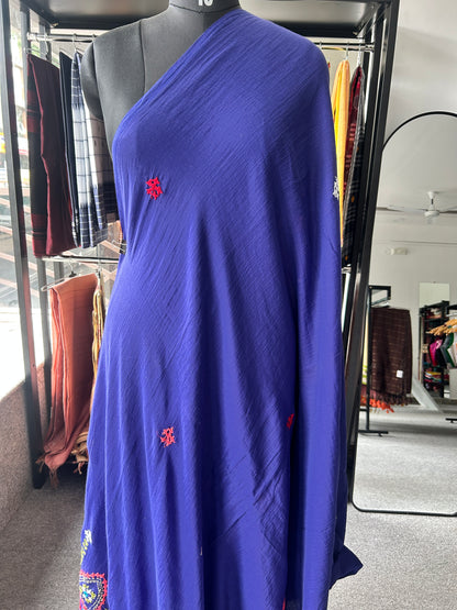BLUE KATHA MUL SAREE
