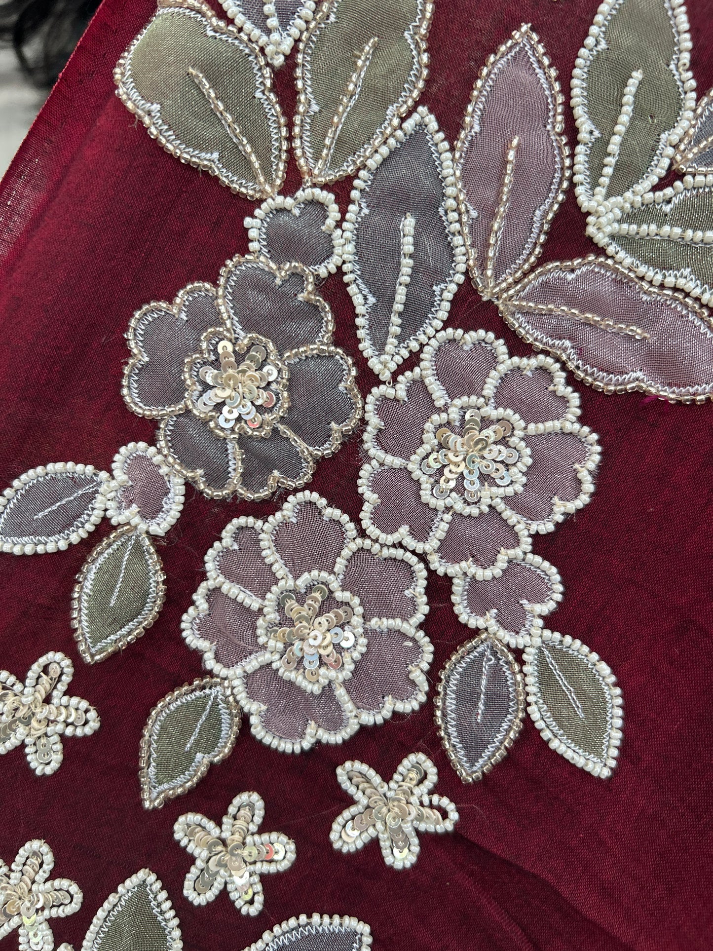 BROWN SEQUIN MUL SAREE