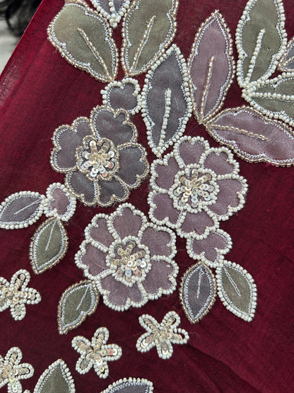 BROWN SEQUIN MUL SAREE