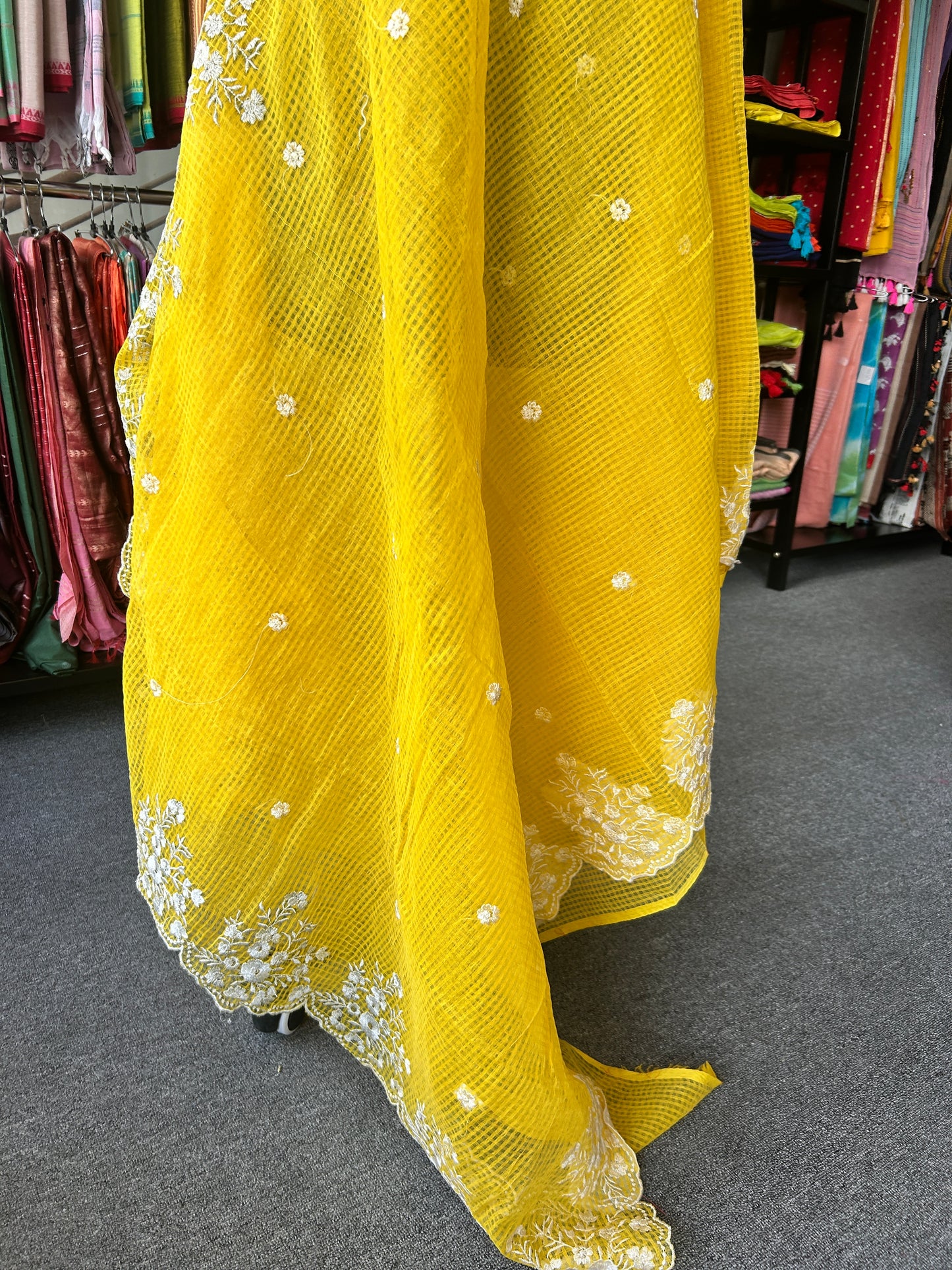 Yellow embroidered kota