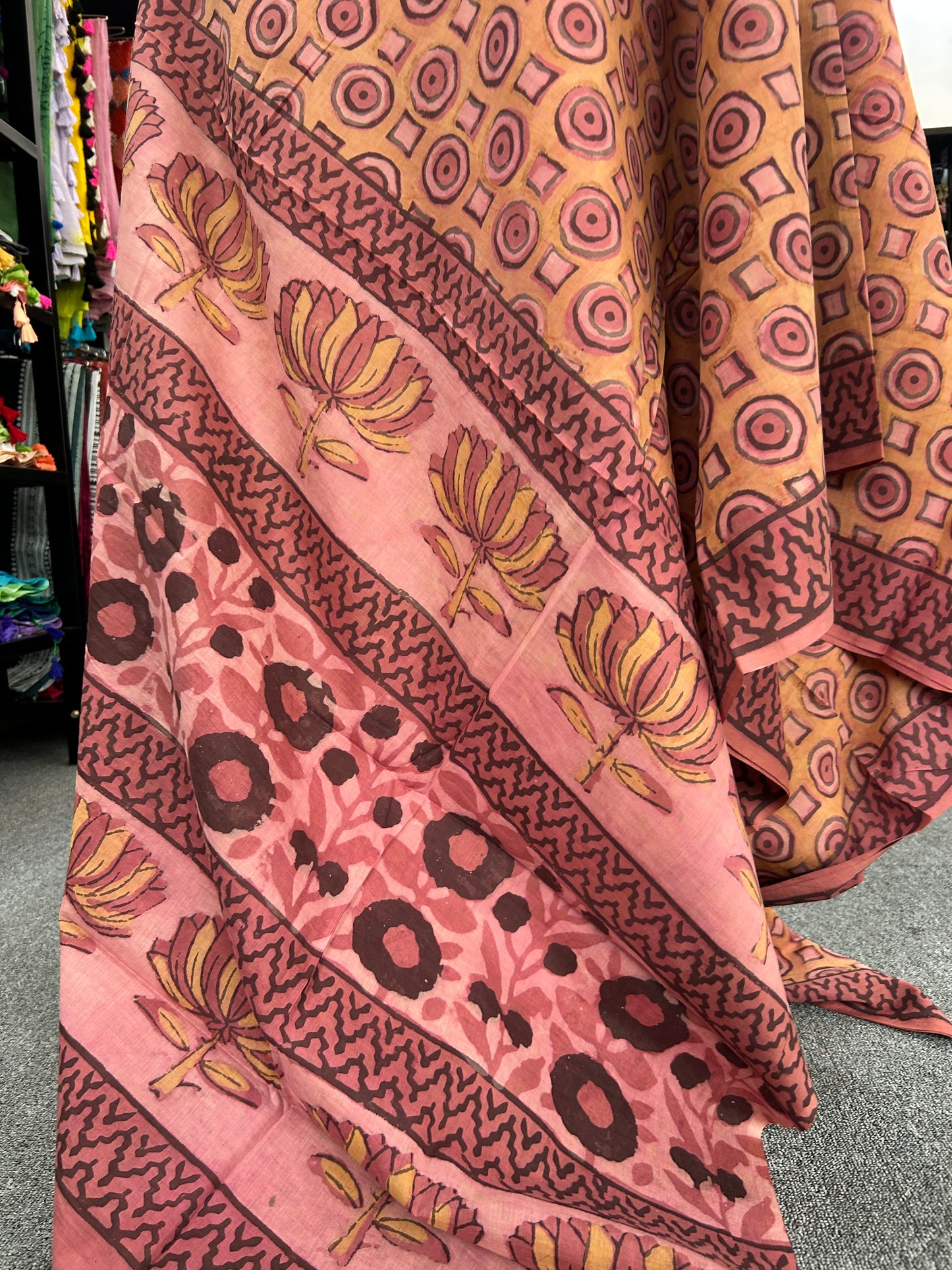 ORANGE AJRAKH MUL SAREE