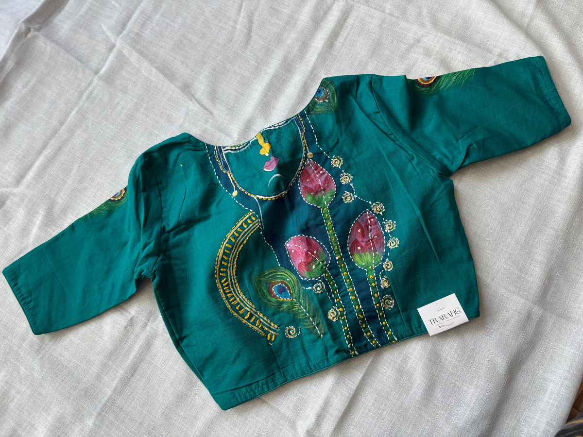 Blue hand painted blouse