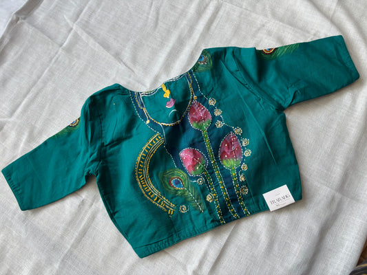 Blue hand painted blouse