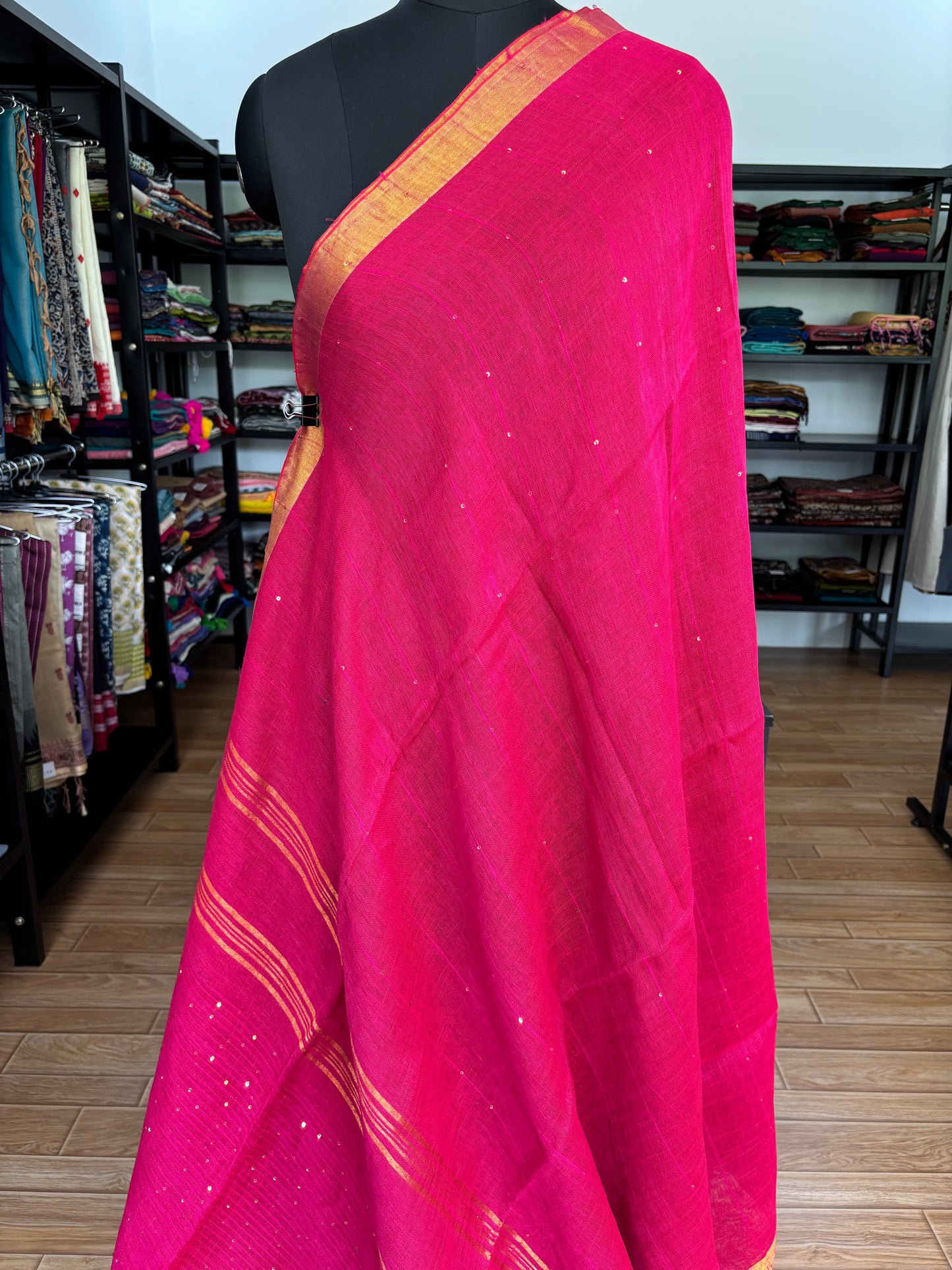 PINK LINEN SAREE