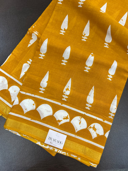 Yellow chanderi mul cotton