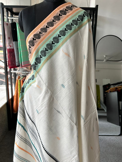 WHITE DHANIAKHALI SAREE