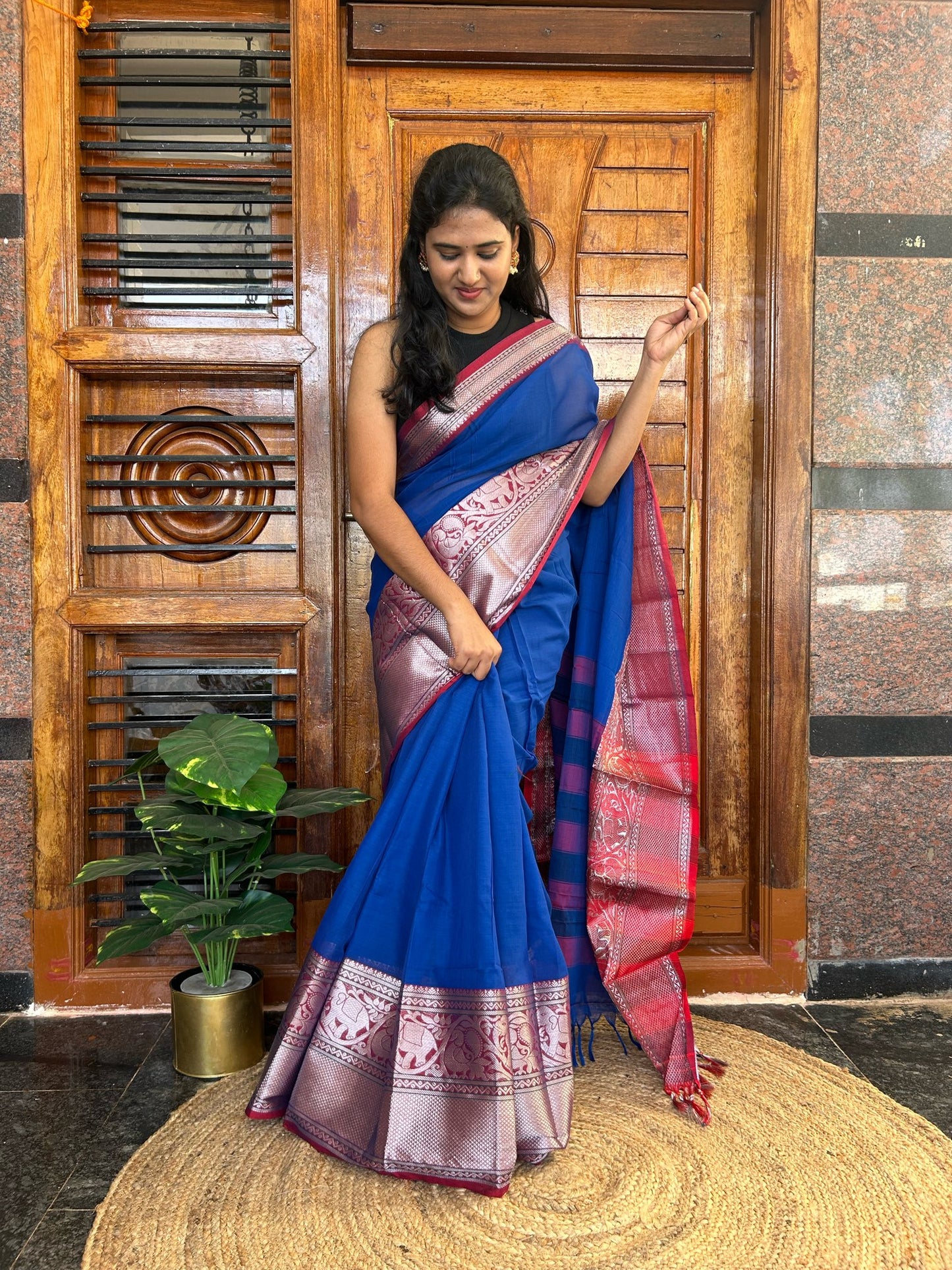 Blue Narayanpet saree.