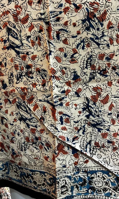 Black kalamkari mul saree