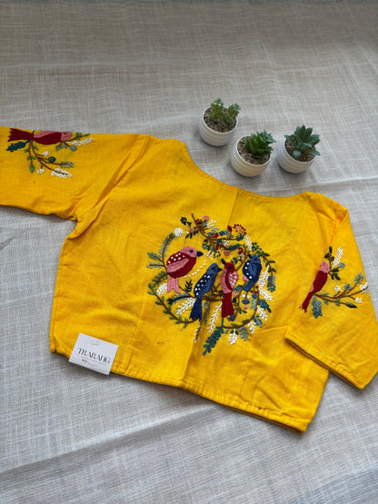 YELLOW EMBROIDERED  BLOUSE