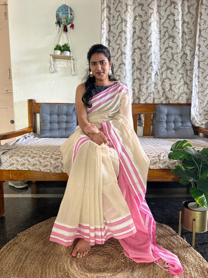 BEIGE MERCERISED SAREE