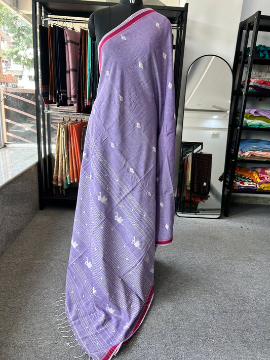 LAVENDER KHADI JAMDANI SAREE