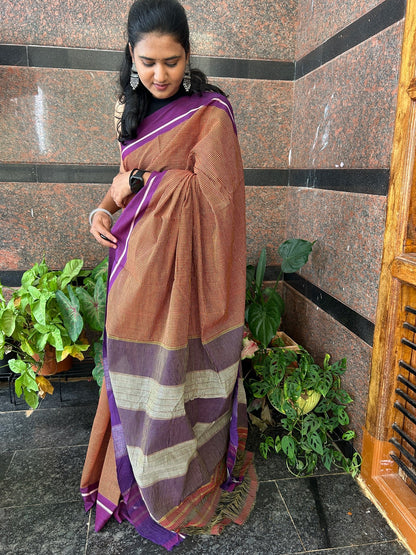 BROWN PATTEDANCHU SAREE.