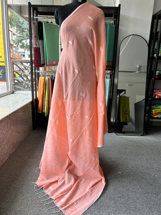 PEACH MUL JAMDANI SAREE