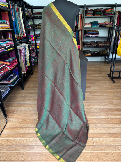 GREEN LINEN SAREE